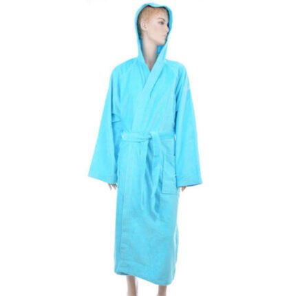 Benetton Blue Solid Logo Bathrobe
