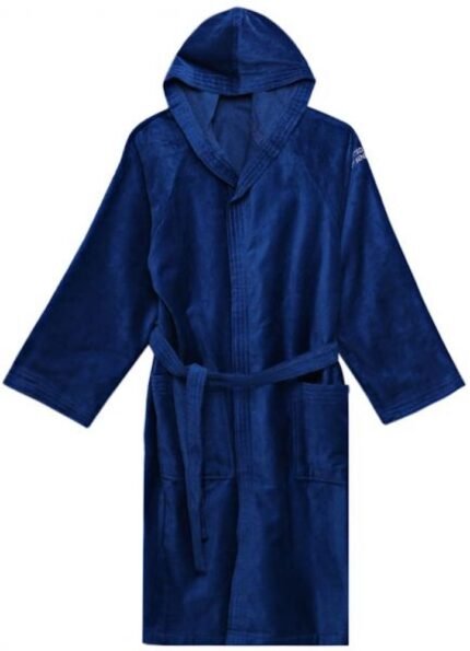 Benetton Navy Solid Logo Bathrobe
